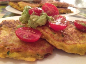 Corn fritters with smashed avocado salsa